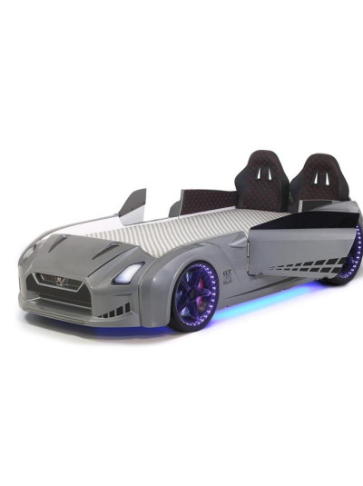 Ліжко машина сіра з підсвічуванням Порше-911